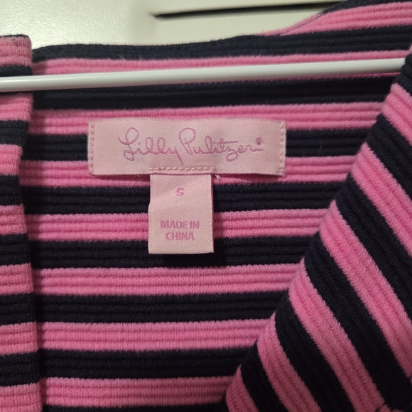 Lilly Pulitzer Brielle Knit Dress Pink &Navy Blue Stripe Size S - Picture 5 of 7